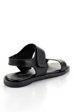 Siyah Hakiki Deri Kadın Sandalet K05666030603