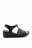 Siyah Hakiki Deri Kadın Sandalet K05714360103