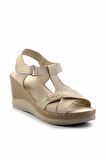 Bej Hakiki Deri Kadın Sandalet K05763091003