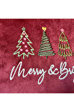 Merry & Bright Nakışlı Bordo Kadife Kırlent Kılıfı