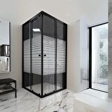 Durul Duşakabin Kare Siyah Profil Çizgili Cam