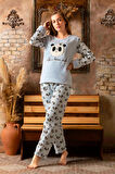 Nisanca Kışlık Kadın Welsoft Polar Pijama Takımı - Yeni Yıl Pijaması 