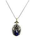 Safir Taşlı Oval Otantik Gümüş Kolye