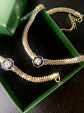 SERENAY SERİSİ YENİ KOLYE BİLEKLİK ELEGANT SİYAH MİNELİ VIP ÇELİK TAKI SETİ