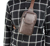 Erkek Kahverengi Omuz Çantası Göğüs Çantası Body Bag Çanta