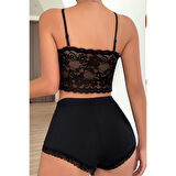 MARSiLYAN- Kadın Kaşkorse Şortlu Dantelli Gecelik Takımı