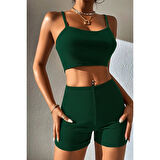 MARSiLYAN- Kadın Yeşil Şortlu Kaşkorse Gecelik Takım