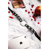 MARSİLYAN- Halka Detaylı Ayarlanabilir Şık Deri Choker Boyun Aksesuar - APFT666