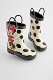 Next Baby Siyah Beyaz - Minnie Mouse Desenli Su Geçirmaz Yağmur Botu / Çizme