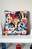 Moda Köpekler Tasarımlı Kırlent Kılıfı 43x43cm