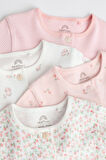 Next Baby % 100 Pamuklu Pembe Çiçek Desenli 4’lü Tulum Set
