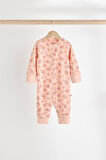 Next Baby %100 Pamuklu Turuncu Çiçekli Desenli 4'lü Tulum Set