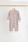 Next Baby %100 Pamuklu Turuncu Çiçekli Desenli 4'lü Tulum Set