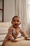Next Baby % 100 Pamuklu Yeşil Mavi Kahve Hayvan Desenli 3’lü Tulum Set