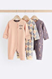Next Baby Pamuklu Krem  Ayaksız  3 ' lü Tulum Set