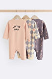 Next Baby Pamuklu Krem  Ayaksız  3 ' lü Tulum Set