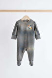 Next Baby % 100 Pamuklu Krem Mavi Uzay Temalı 4'lü Tulum Set