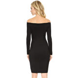 MARSiLYAN- B101298 Uzun Kollu Straplez Elbise