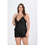 MARSiLYAN- Büyük Beden Siyah Şort Takımı