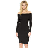 MARSiLYAN- B101298 Uzun Kollu Straplez Elbise