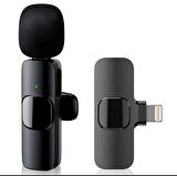 K9 iPhone için Lightning Kablosuz Tak Çalıştır Yaka Mikrofonu