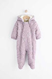 Next Baby Lila Çiçek Desenli  Tam Polar Astarlı Kapitone  Astronot Tulum