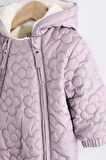 Next Baby Lila Çiçek Desenli  Tam Polar Astarlı Kapitone  Astronot Tulum