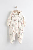 Next Baby Ekru Peri Desenli  Tam Polar Astarlı Astronot Tulum