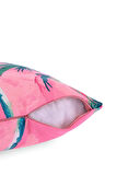 Tropical Sunset Palmiye Desenli Pembe Kırlent Kılıfı – 43x43cm