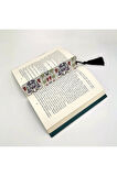Üzümlü Çini Desen Baskılı, Püsküllü Kitap Ayracı (hediyelik Bookmark,ayraç-137)