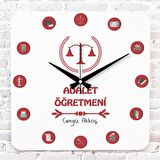 Adalet Öğretmenine Hediye Ahşap Saat 33cm KA01-1002
