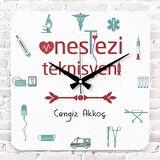 Anestezi Teknikerine Hediye Ahşap Saat 33cm KA01-1004