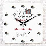 Edebiyat Öğretmenine Hediye Ahşap Saat 33cm KA01-1040