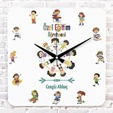 Özel Eğitim Öğretmenine Hediye Ahşap Saat 33cm KA01-1053
