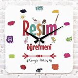 Resim Öğretmenine Hediye Ahşap Saat 33cm KA01-1083