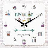 Biyologlara Hediye Ahşap Saat 33cm KA01-1105