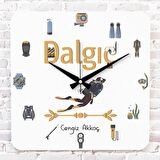 Dalgıça Hediye Ahşap Saat 33cm KA01-1118