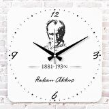 Kişiye Özel Atatürk Silüetli Hediye Ahşap Saat 33cm KA01-1186