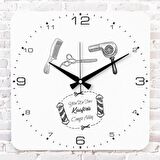 Kuaföre Hediye Ahşap Saat 33cm KA01-1207