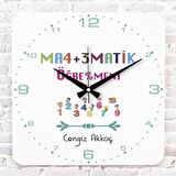 Matematik Öğretmenine Hediye Ahşap Saat 33cm KA01-1230