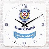 Trafik Polisine Hediye Ahşap Saat 33cm KA01-1256