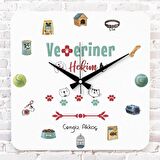 Veteriner Hekime Hediye Ahşap Saat 33cm KA01-1259
