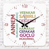 Anneler Günü Hediyesi Ahşap Saat 33cm KA01-1278