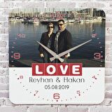 Sevgililer Günü Hediyesi Fotoğraflı Ahşap Saat 33cm KA01-1294