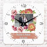 Sevgililer Günü Hediyesi Fotoğraflı Ahşap Saat 33cm KA01-1298
