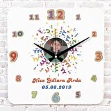 Kişiye Özel Fotoğraflı Mutlu Yıllar Tasarımlı Ahşap Saat 33cm KA01-1373