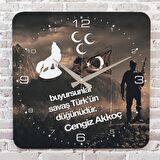 Kişiye Özel Savaş Türk’ün Düğünüdür Tasarımlı Hediye Ahşap Saat 33cm KA01-1434