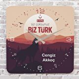 Kişiye Özel Siz Çoksunuz, Biz Türk Tasarımlı Hediye Ahşap Saat 33cm KA01-1438