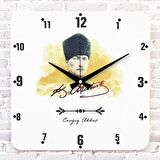 Kişiye Özel Atatürk Tasarımlı Hediye Ahşap Saat 33cm KA01-1451