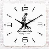 Kişiye Özel Atatürk Tasarımlı Hediye Ahşap Saat 33cm KA01-1456
